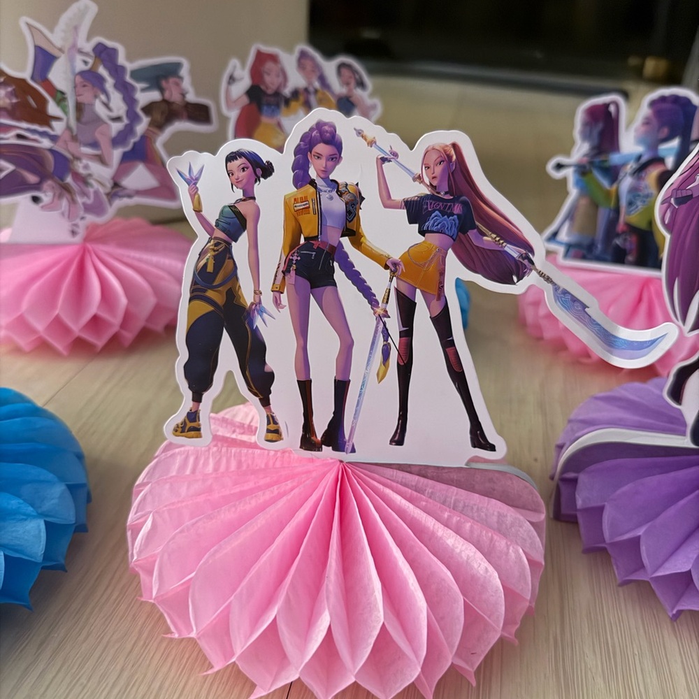 K-Pop Demon Hunters 6 Colorful Character Party Table Decorations Kpop Birthday